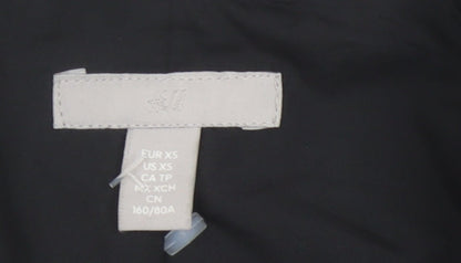 H&M Women Black XS Single Breasted Linen Blend Blazer Jacket