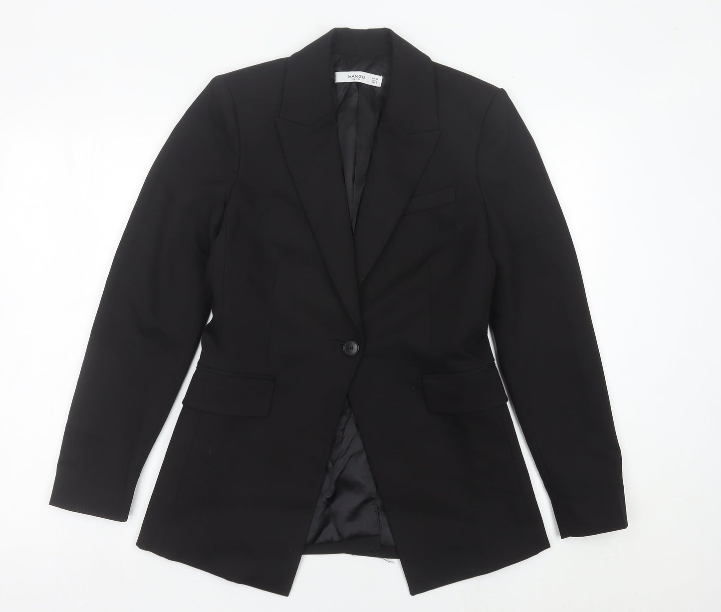 Mango Womens Black Blazer Jacket Size 8 Workwear Formal Single Breasted