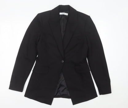 Mango Womens Black Blazer Jacket Size 8 Workwear Formal Single Breasted