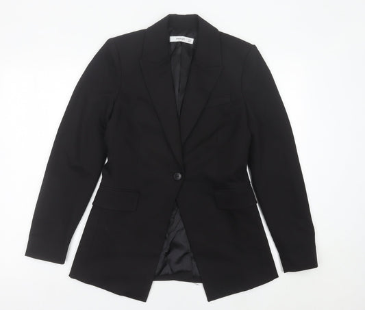 Mango Womens Black Blazer Jacket Size 8 Workwear Formal Single Breasted
