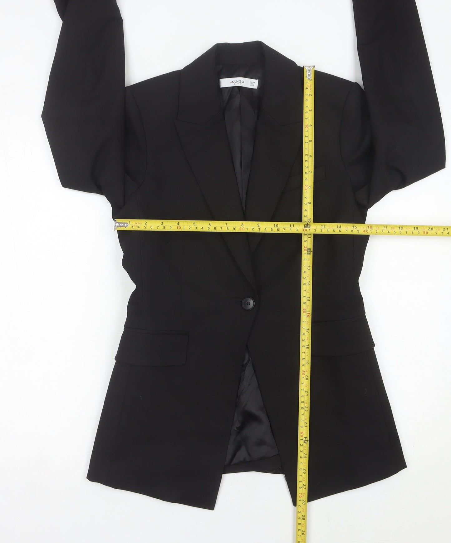 Mango Womens Black Blazer Jacket Size 8 Workwear Formal Single Breasted