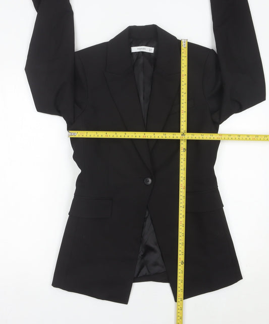 Mango Womens Black Blazer Jacket Size 8 Workwear Formal Single Breasted