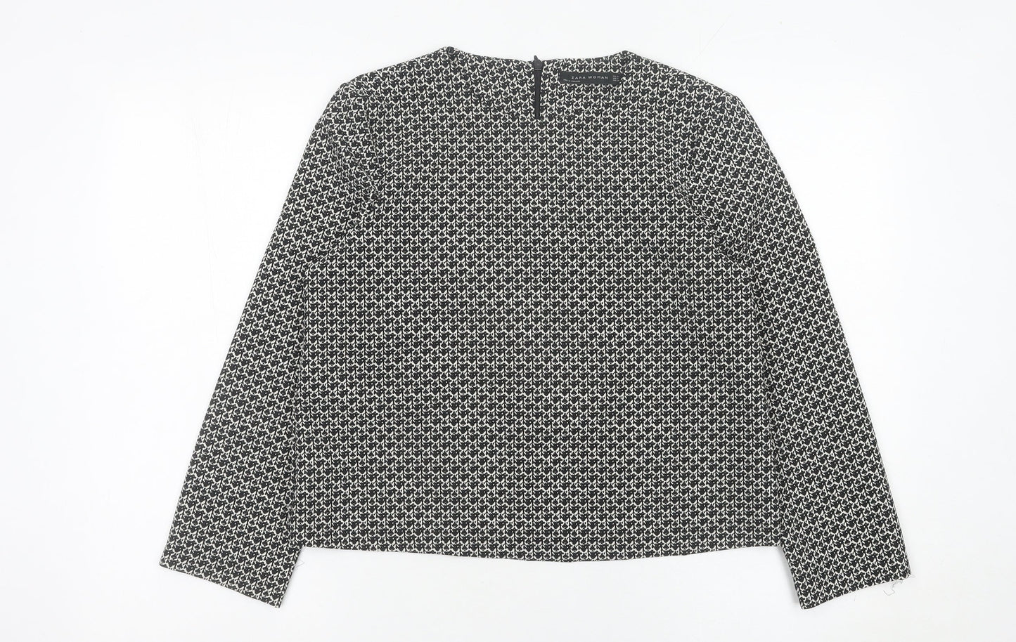Zara Woman Black Geometric Blouse Women Size 12 Long Sleeve