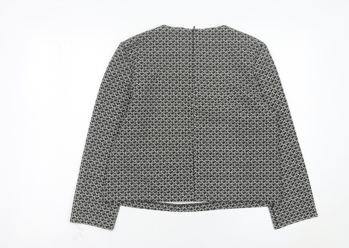 Zara Woman Black Geometric Blouse Women Size 12 Long Sleeve