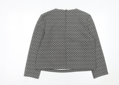 Zara Woman Black Geometric Blouse Women Size 12 Long Sleeve