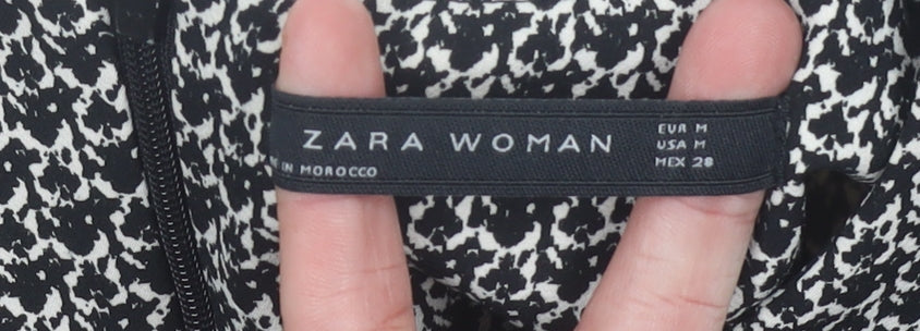 Zara Woman Black Geometric Blouse Women Size 12 Long Sleeve
