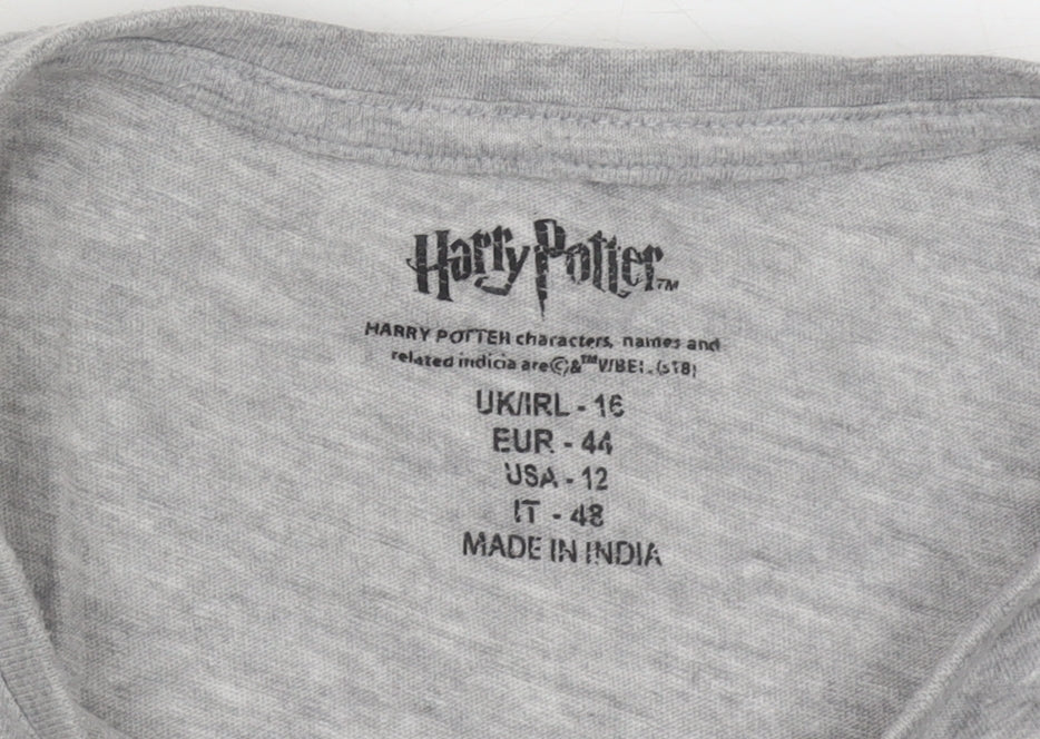 Womens UK Size 16 Harry Potter Grey Basic T-Shirt