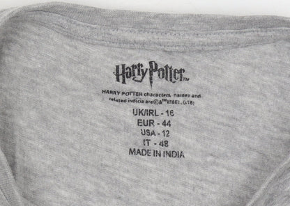 Womens UK Size 16 Harry Potter Grey Basic T-Shirt