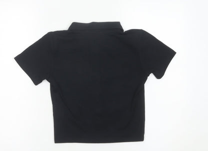 I Saw It First Womens Black Cropped Button-Up Shirt UK 8 Slim Fit