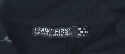 I Saw It First Womens Black Cropped Button-Up Shirt UK 8 Slim Fit