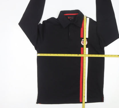 Stade Toulousain Men’s Black Rugby Polo Shirt Size M Long Sleeve Cotton