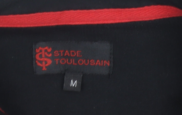 Stade Toulousain Men’s Black Rugby Polo Shirt Size M Long Sleeve Cotton