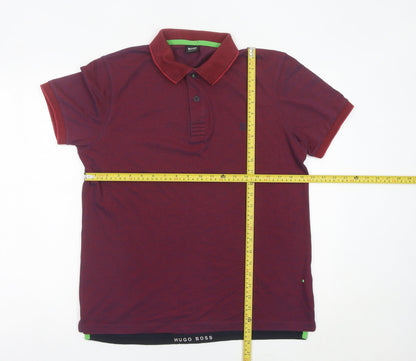 Hugo Boss Mens Red Polo Shirt M Regular Fit Cotton Blend
