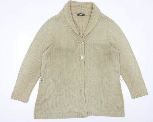 Hawkshead Womens Beige Long Sleeve Cotton Acrylic Cardigan Size 18