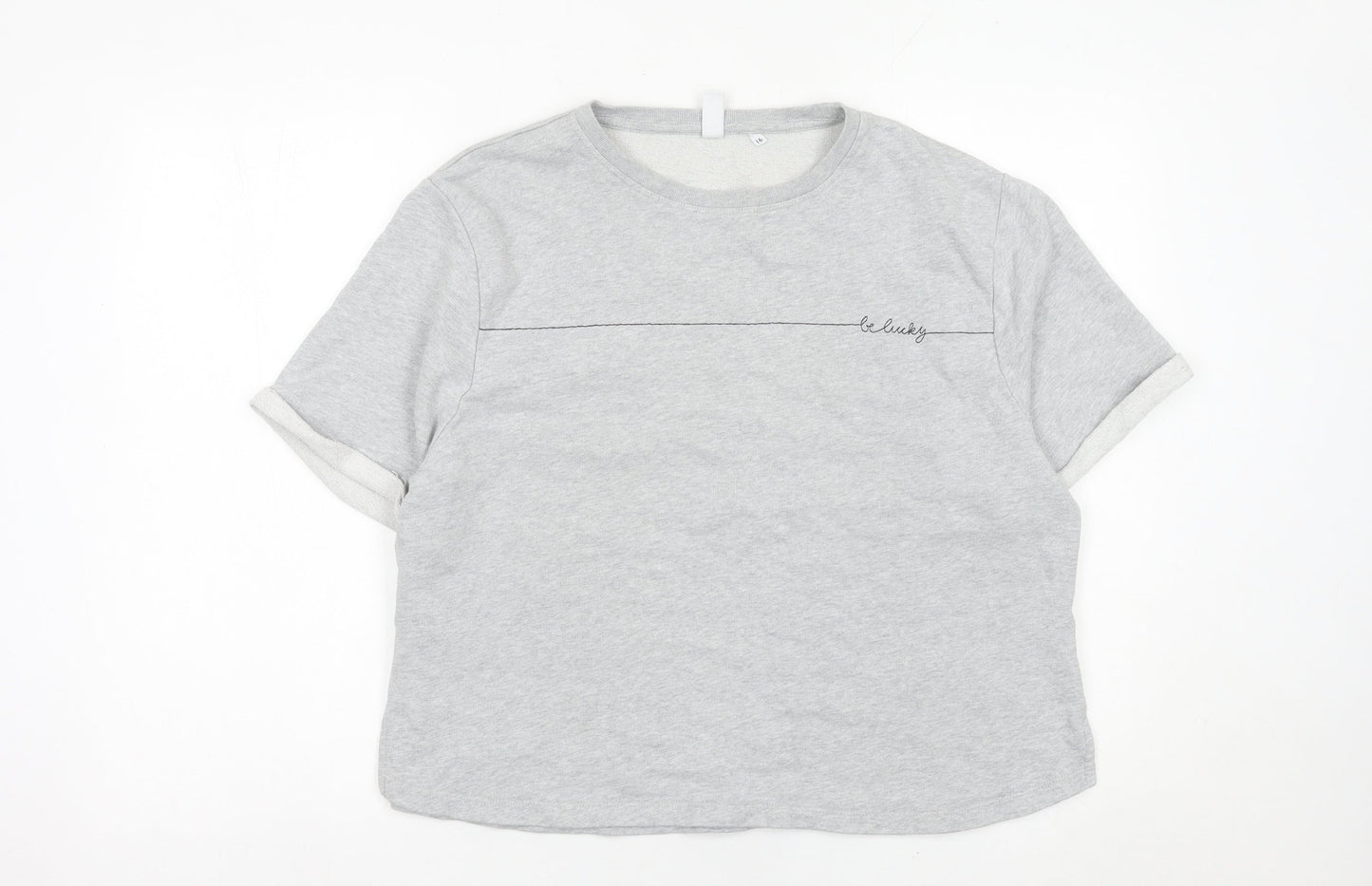 AND/OR Women Grey Size 16 Cotton Short Sleeve Crew Neck T-Shirt