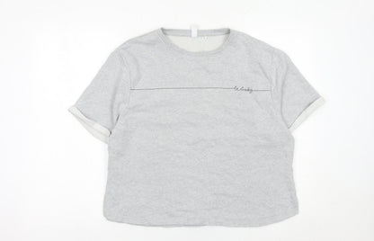 AND/OR Women Grey Size 16 Cotton Short Sleeve Crew Neck T-Shirt