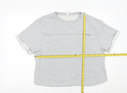 AND/OR Women Grey Size 16 Cotton Short Sleeve Crew Neck T-Shirt