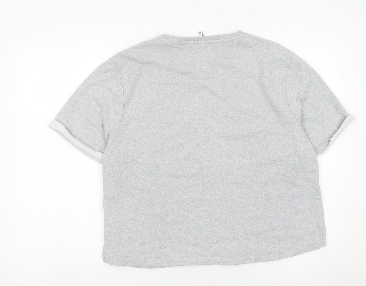 AND/OR Women Grey Size 16 Cotton Short Sleeve Crew Neck T-Shirt