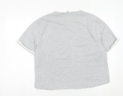 AND/OR Women Grey Size 16 Cotton Short Sleeve Crew Neck T-Shirt
