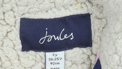 Joules Girls Blue Puffer Waistcoat 2 Years Hooded Star Print Quilted Gilet