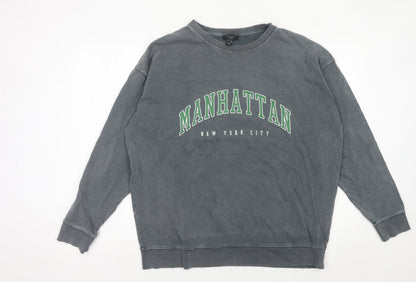 New Look Women Tall Grey Manhattan Graphic Pullover Sweatshirt UK 10