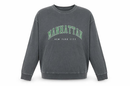 New Look Women Tall Grey Manhattan Graphic Pullover Sweatshirt UK 10