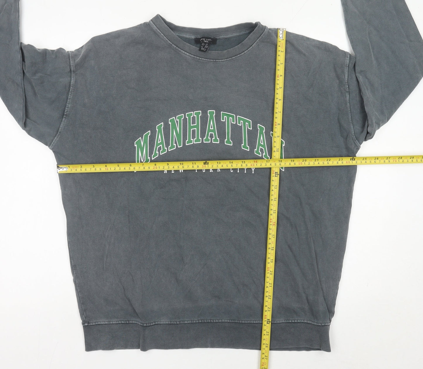 New Look Women Tall Grey Manhattan Graphic Pullover Sweatshirt UK 10