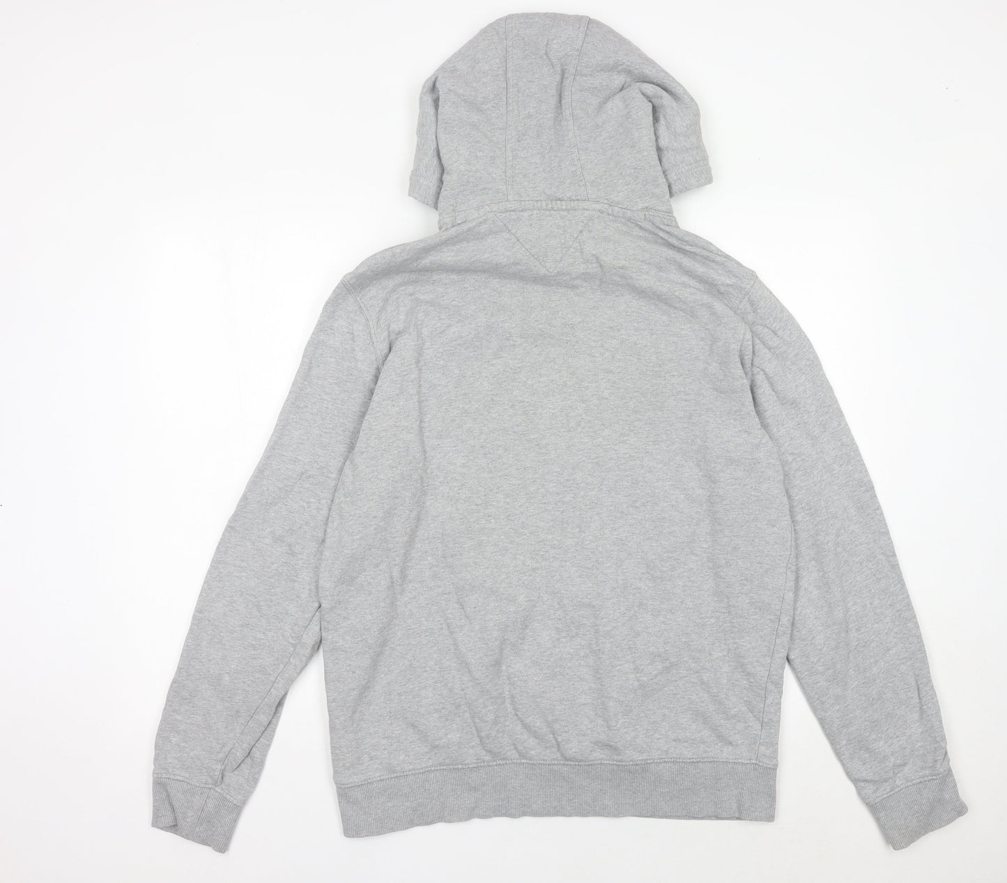 Tommy Jeans Mens Grey Pullover Hoodie L Logo Print Hooded Sweatshirt