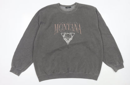 Girl Knows All Women’s Grey Wolf Graphic Sweatshirt XL