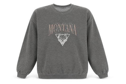 Girl Knows All Women’s Grey Wolf Graphic Sweatshirt XL