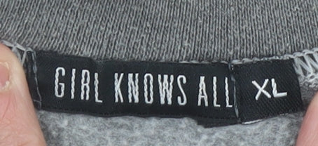 Girl Knows All Women’s Grey Wolf Graphic Sweatshirt XL