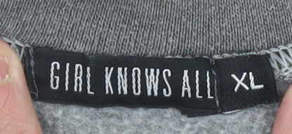 Girl Knows All Women’s Grey Wolf Graphic Sweatshirt XL