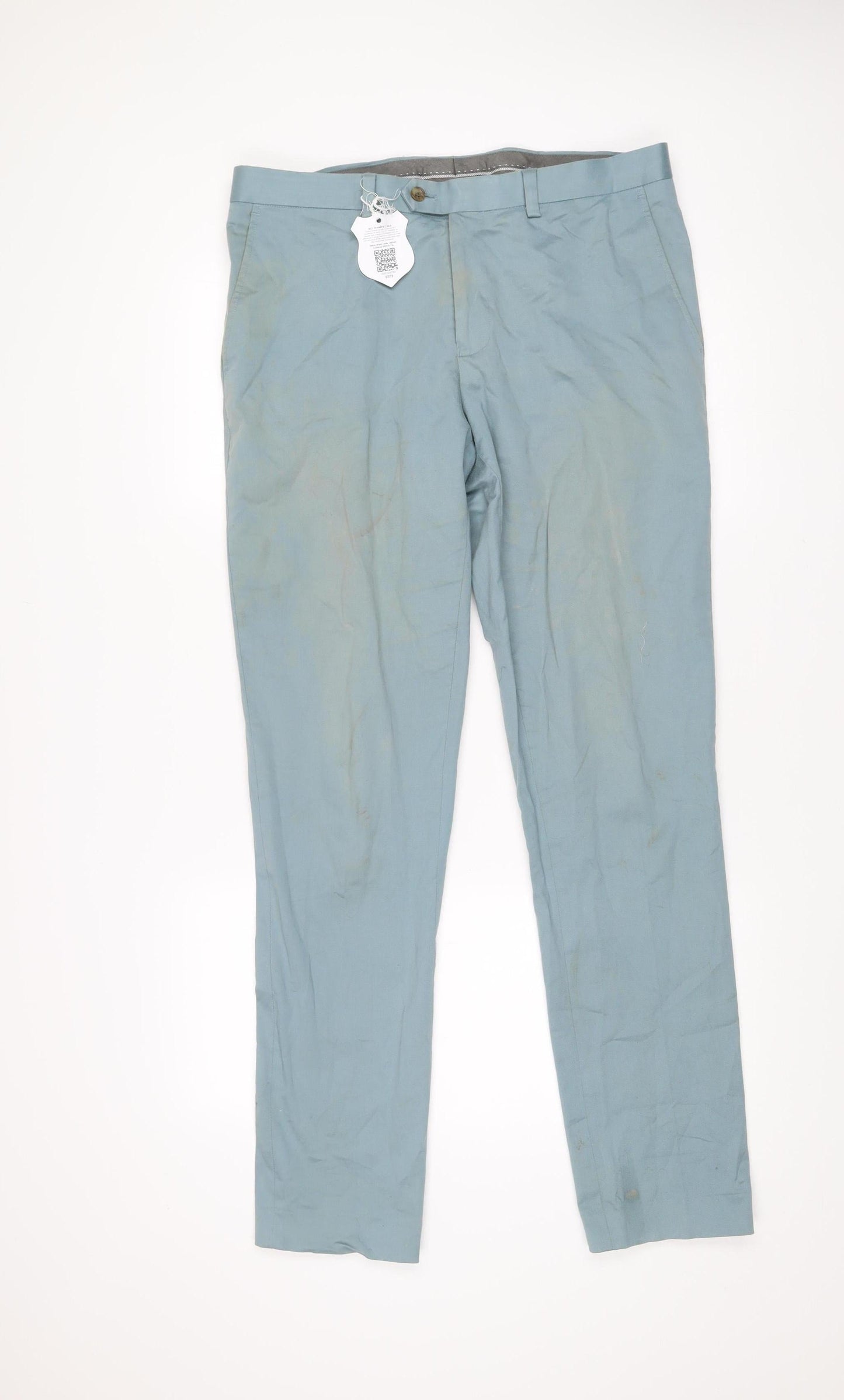 Next Men’s Blue Chino Trousers Size 34W 33L Slim Fit Cotton