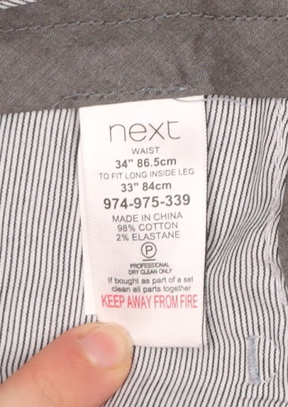 Next Men’s Blue Chino Trousers Size 34W 33L Slim Fit Cotton