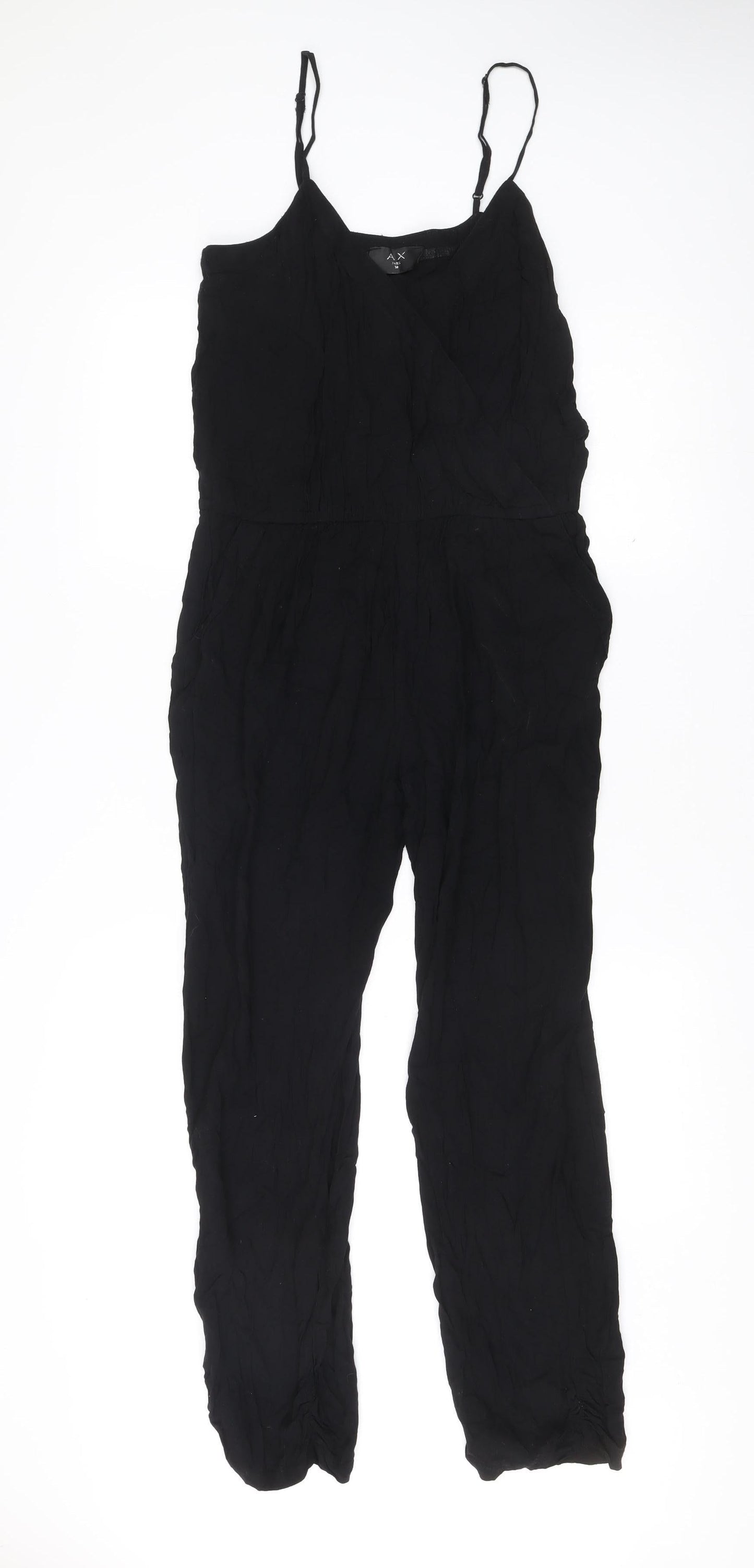 AX Paris Women’s Black Viscose Jumpsuit Size 14 Strappy Summer