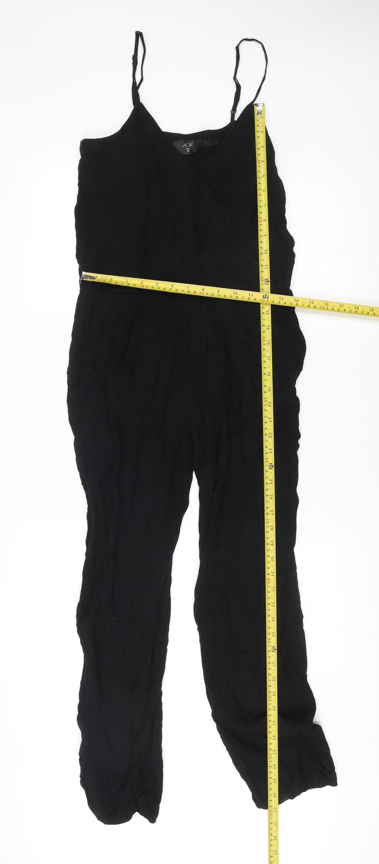 AX Paris Women’s Black Viscose Jumpsuit Size 14 Strappy Summer