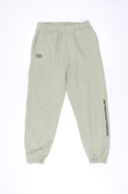 Topshop Womens Green Jogger Trousers Size S Elastic Waist Athleisure