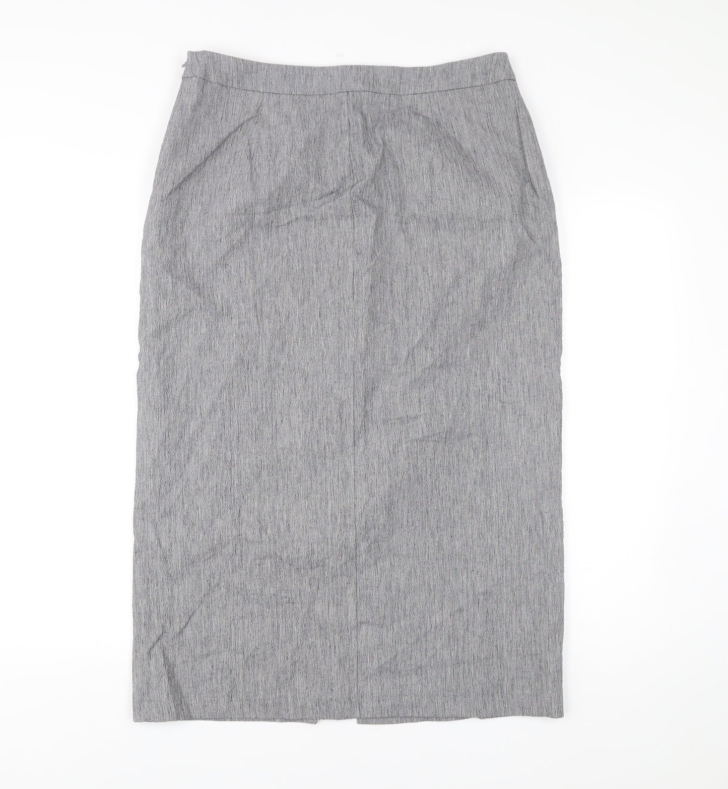 Jaeger Womens Grey Size 14 Midi Pencil Skirt Workwear Linen Blend