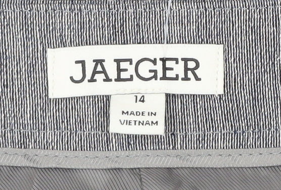 Jaeger Womens Grey Size 14 Midi Pencil Skirt Workwear Linen Blend