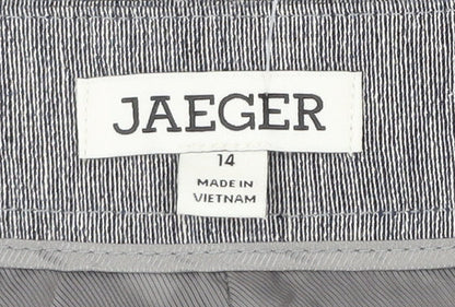 Jaeger Womens Grey Size 14 Midi Pencil Skirt Workwear Linen Blend