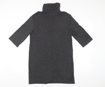 Zara Women’s Grey Roll Neck Knee Length Shift Dress Size 8