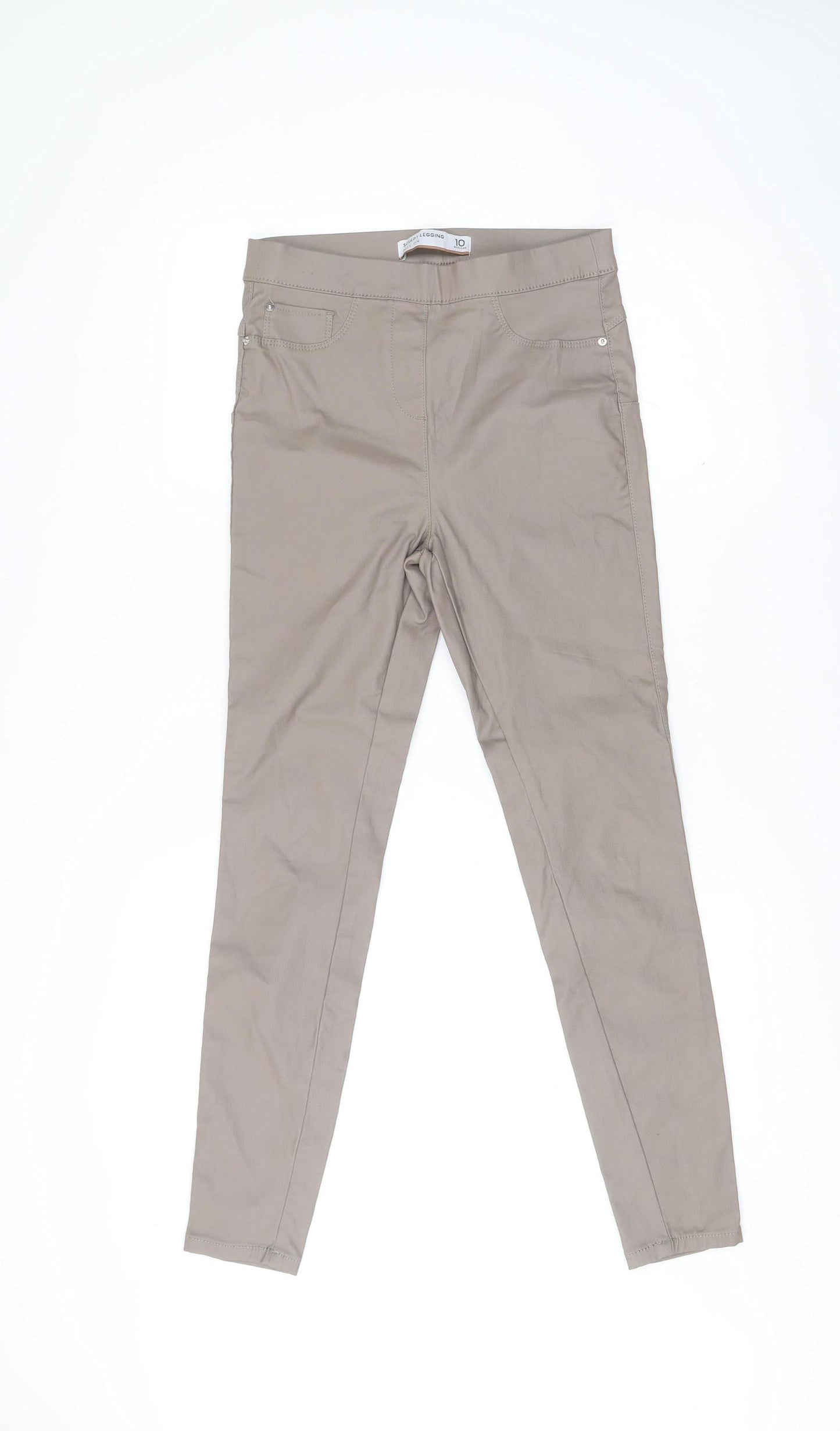 Next Womens Beige Sculpt Leggings Size 10 Regular Skinny Fit