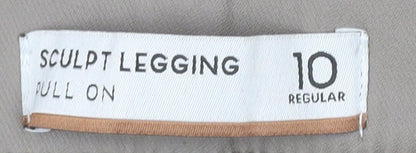 Next Womens Beige Sculpt Leggings Size 10 Regular Skinny Fit