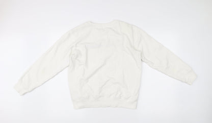 Champion Womens White Logo Pullover Sweatshirt L Regular Fit