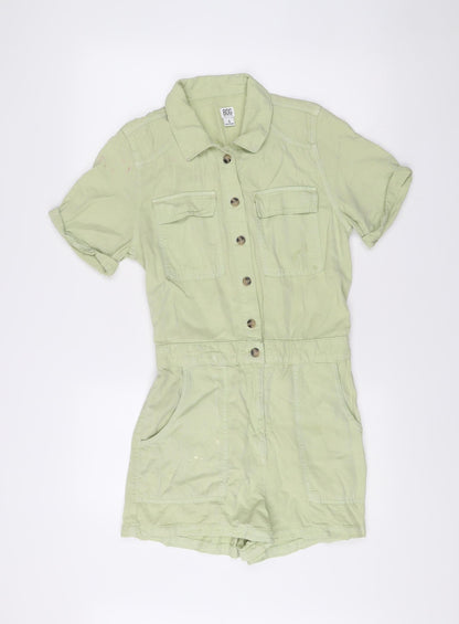 BDG Urban Outfitters Womens Green Lyocell Playsuit Size S Collared Casual