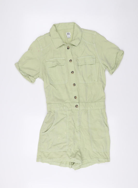 BDG Urban Outfitters Womens Green Lyocell Playsuit Size S Collared Casual