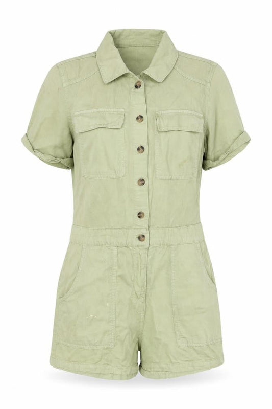 BDG Urban Outfitters Womens Green Lyocell Playsuit Size S Collared Casual