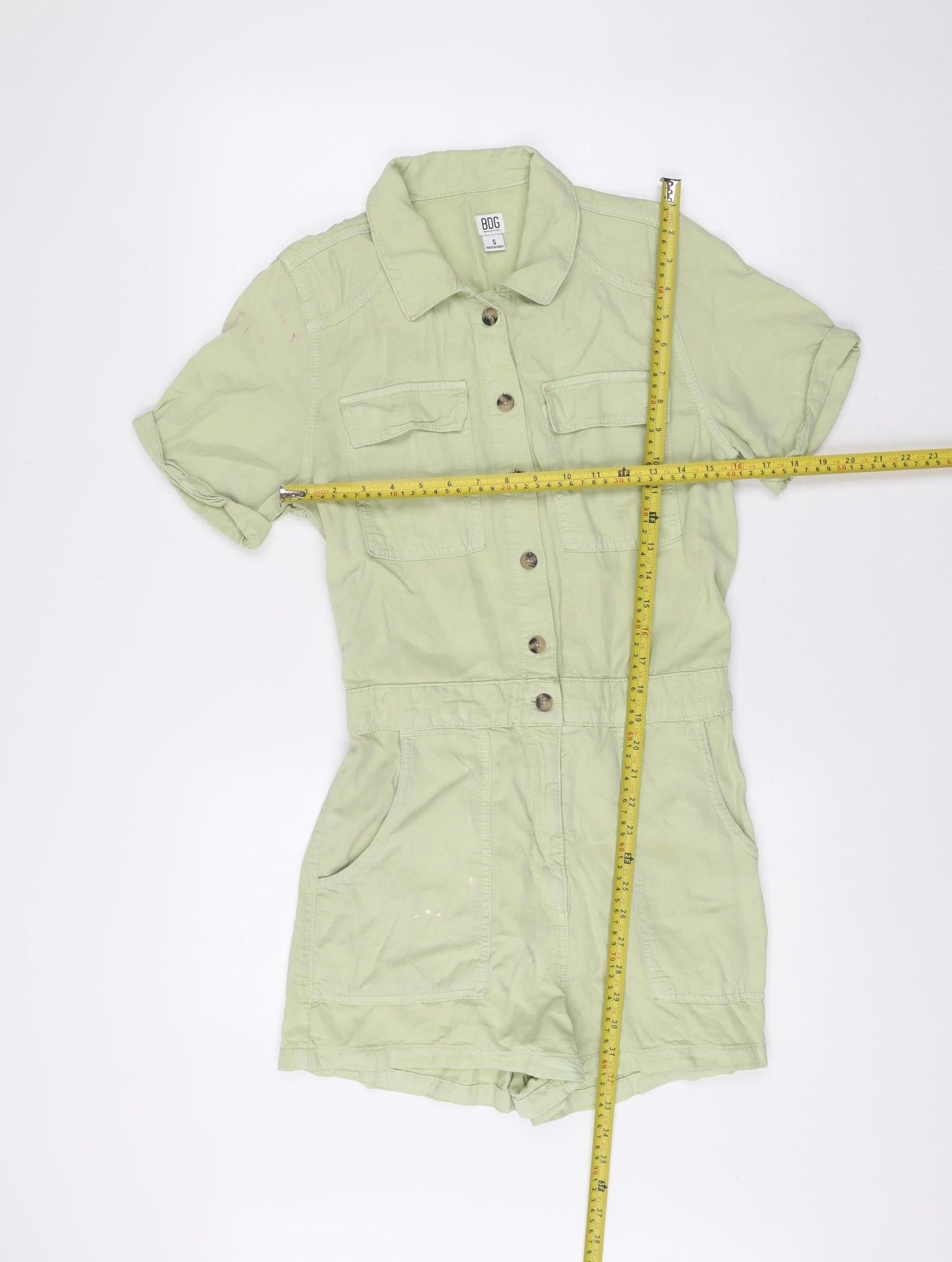 BDG Urban Outfitters Womens Green Lyocell Playsuit Size S Collared Casual