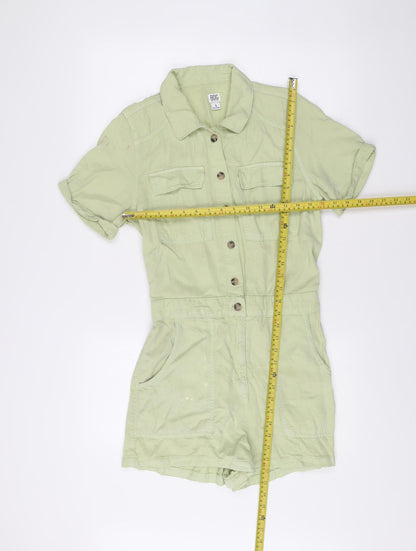 BDG Urban Outfitters Womens Green Lyocell Playsuit Size S Collared Casual