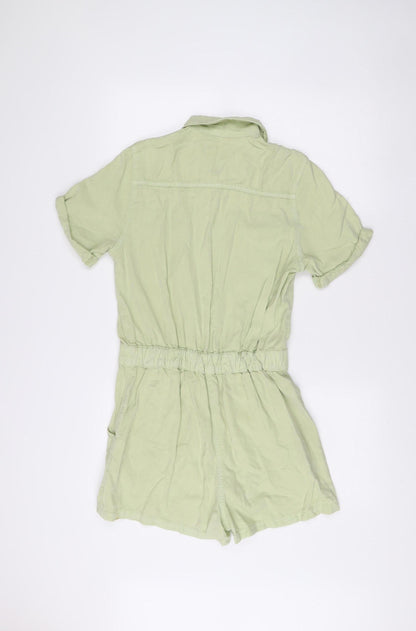 BDG Urban Outfitters Womens Green Lyocell Playsuit Size S Collared Casual